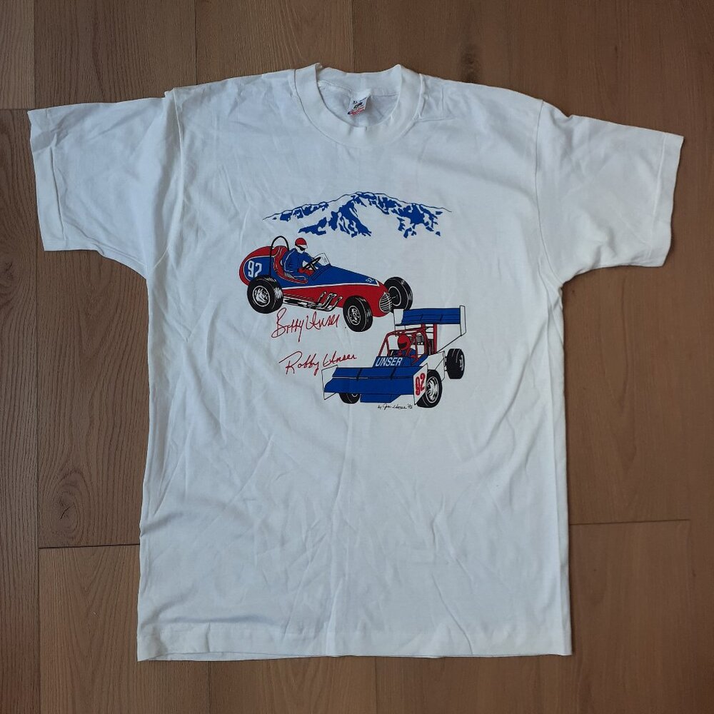 NOS 1992 Robby & Bobby Unser Pikes Peak Race to the Clouds XL White T-Shirt